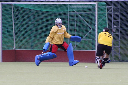 Player trying to score in hockey