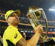 Michael Clarke lifts world cup for India
