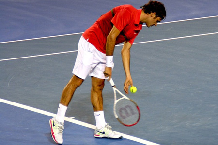 Player preparing to serve