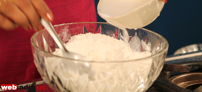mixed flour and coconut milk