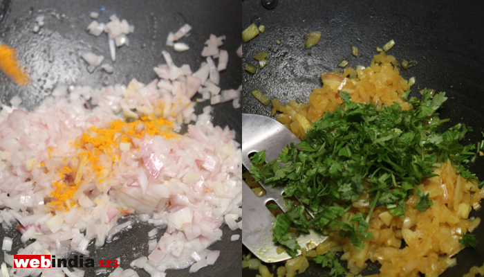 turmeric, chopped coriander, chopped mint