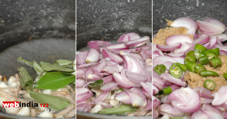 add ginger, garlic, curry leaves, shallots