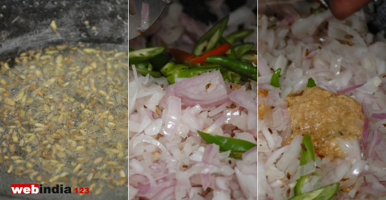 cumin seeds, chopped onion