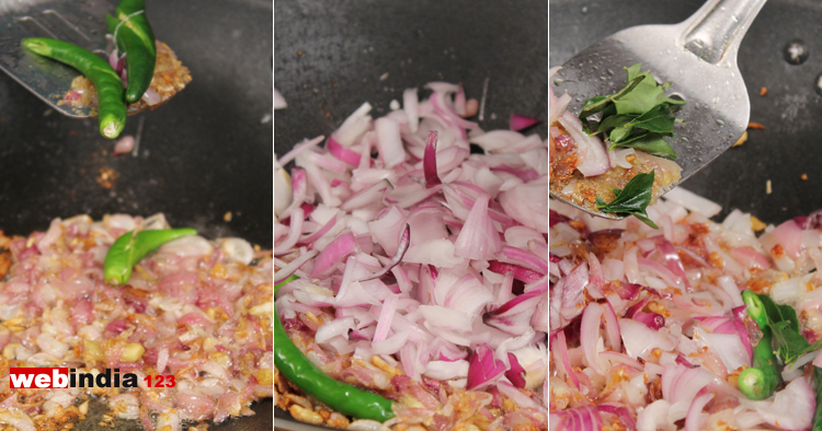 green chillies, onion, curry leaves