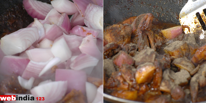 cube shaped onions, pepper powder