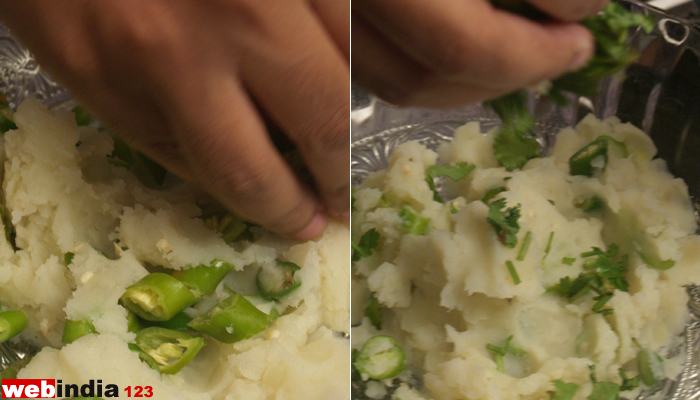 Add green chilly, coriander leaves