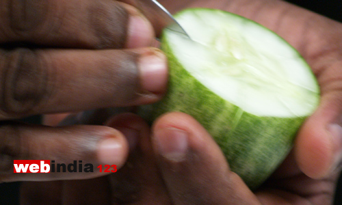 cut out the required length from the sharp edge of the cucumber
