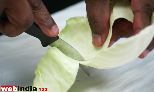 cut the cabbage in the shape of an Anthurium