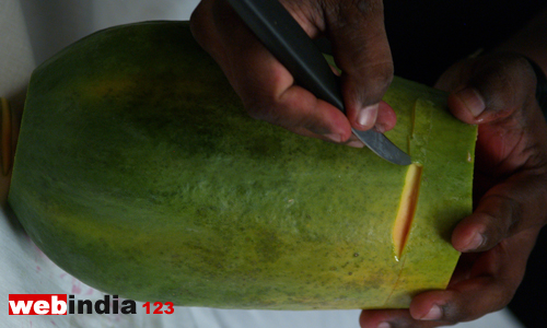 Remove pieces of papaya