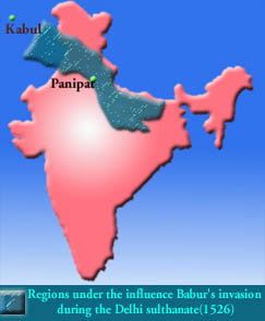 Regions  under the influence of Babur