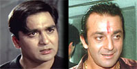 Left - Sunil Dutt (husband) - Right - Sanjay Dutt (Son)