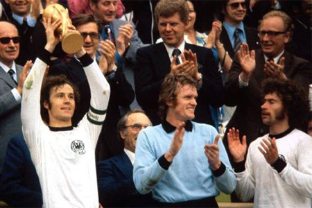 Franz Beckenbauer of West Germany with first FIFA World Cup Trophy