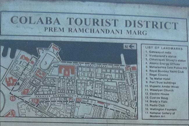 Colaba tourist district map